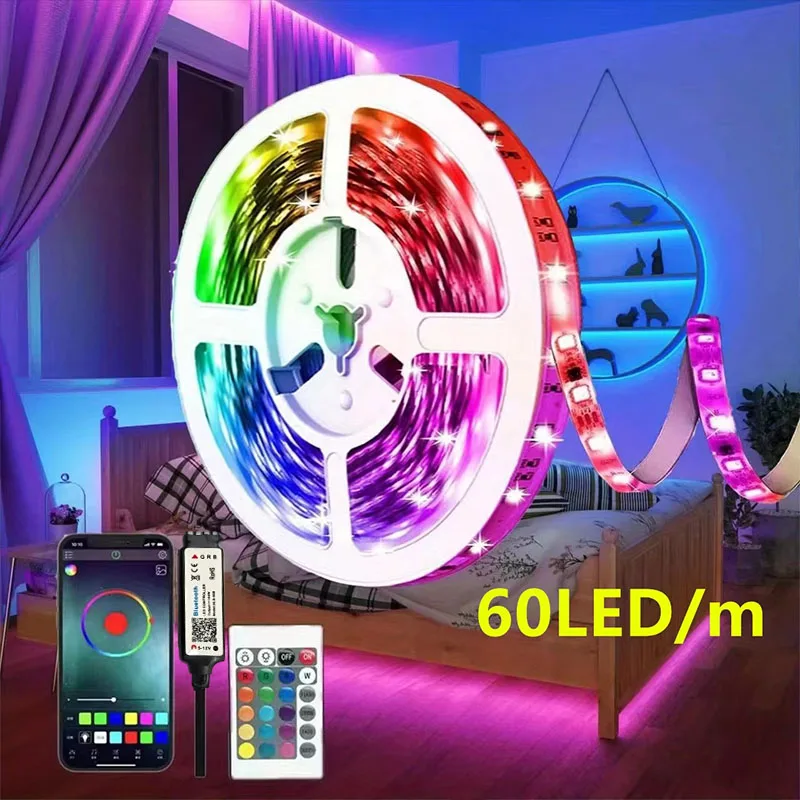 3M Smart LED Light Strip USB 2835 5V RGB 60LEDs/m 24key Remote APP Control Bluetooth Flexible Diode Lamp Tape Decor TV Backlight