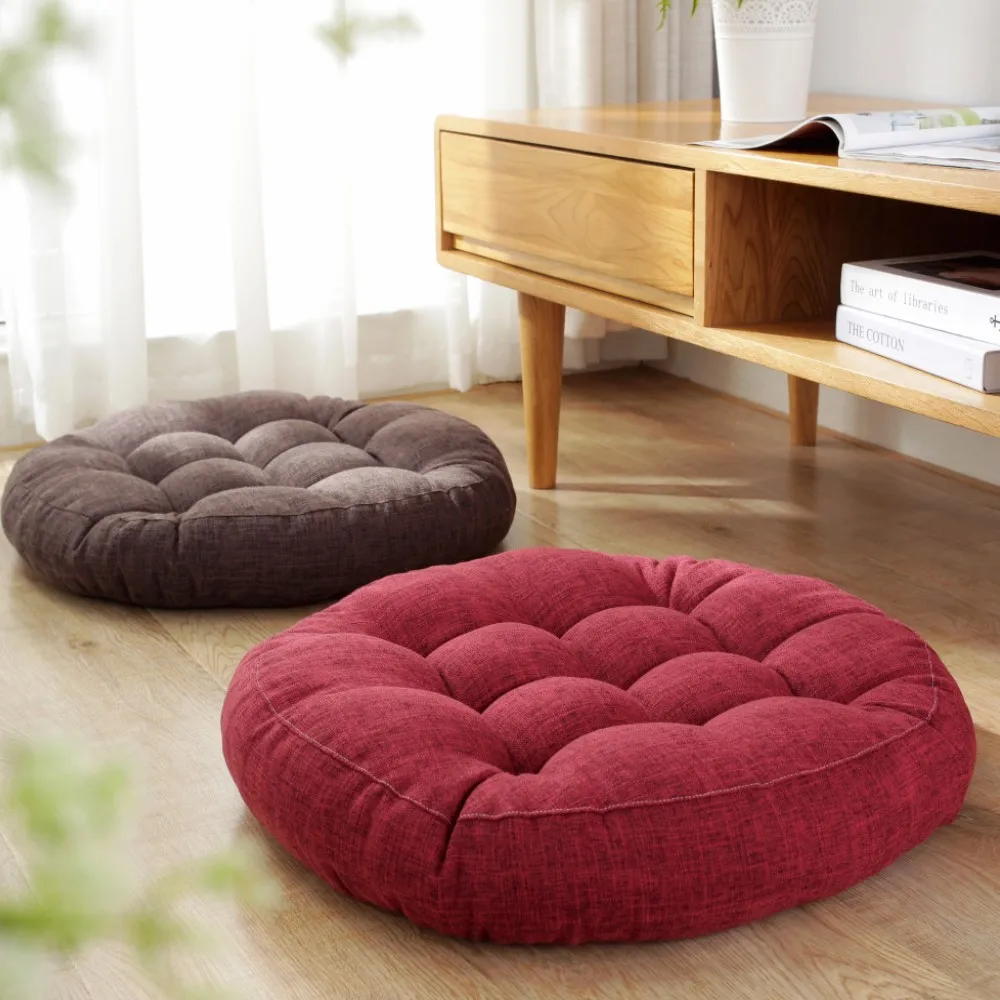 Frühling Sommer Großes Bodensitzkissen Verdicktes Tatami-Stuhlkissen Getuftetes Rundes Großes Kissen Stuhlauflage Ottoman Poufs – Detail 3