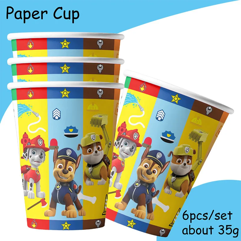 paw patrol Blue Shepherd Dog ChaseTheme Party Supplies Tableware Cup Plate Topper Kid Baby Birthday Party Decoration Baby Shower