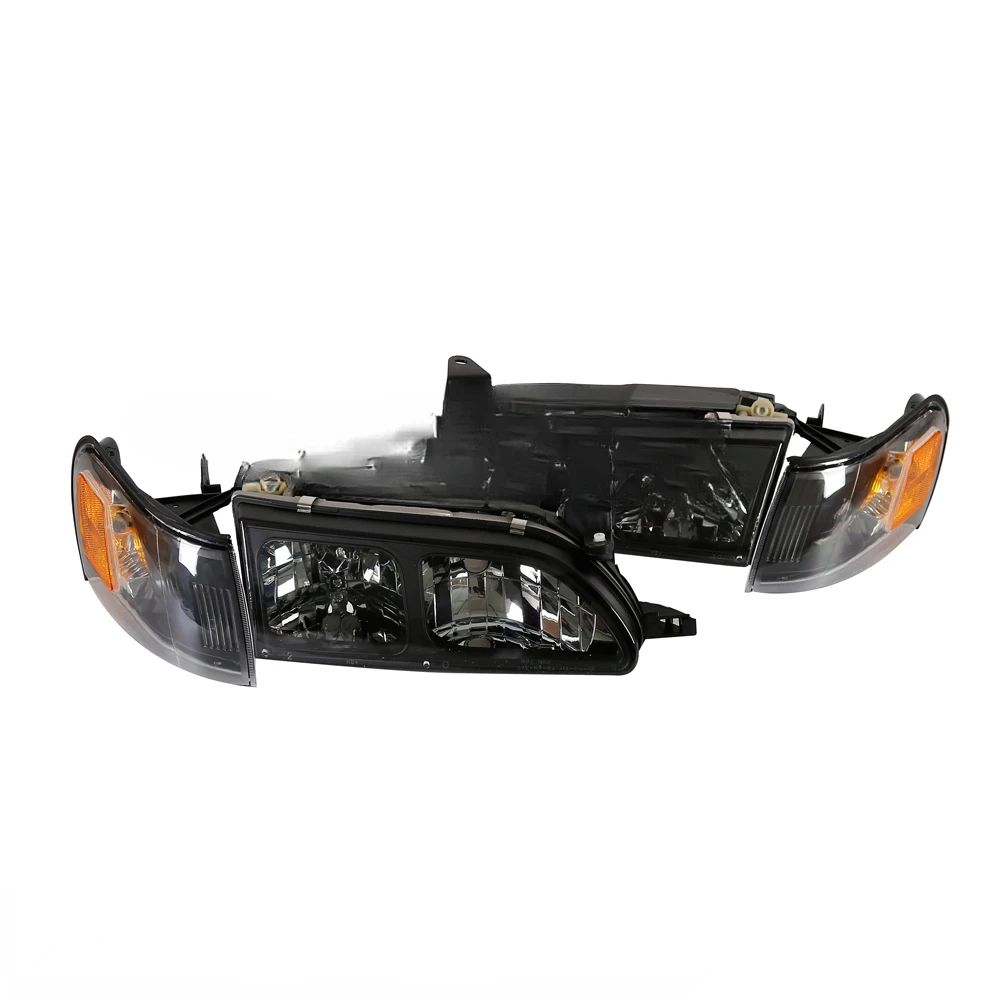 For 93 94 95 96 97 For Toyota Corolla DX Black Headlights Clear Lens Headlamps Pair Set corner lamp black