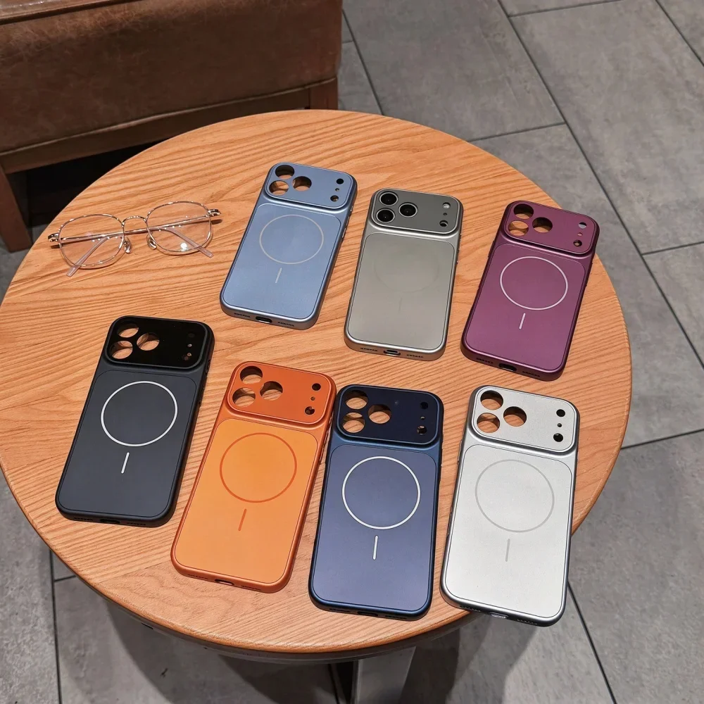 HANNUO For iPhone 18 17 Pro Max Magnetic Case For Magsafe Wireless Charging Phone Case Plating Rugged Lens Protect Back Cover