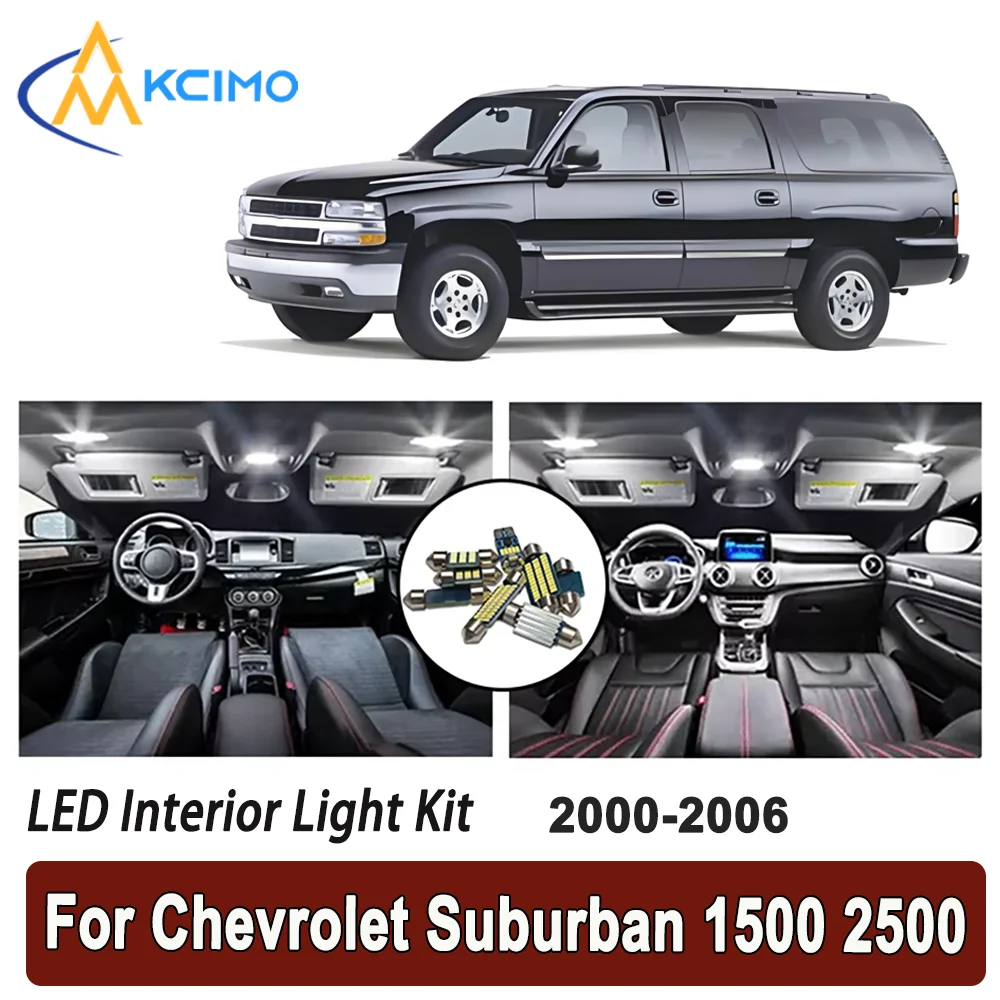 

Kcimo LED For Chevrolet Suburban 1500 2500 2000 2001 2002 2003 2004 2005 2006 Premium Bright LED Interior Dome Map Trunk Light