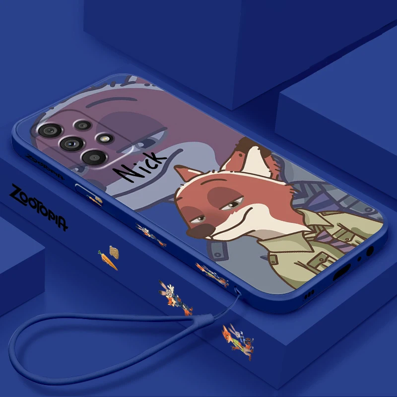 

Zootopia Disney Fashion Cute Liquid Left Rope For Samsung Note 20 10 A54 A31 A14 A03 A22 A34 A04 A24 A25 Ultra Plus 5G Cover