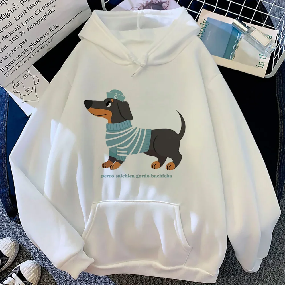 Perro Salchicha Hoodie Patterned Graphic dachshund Cute Style Manga Casual Wear Women Hooodie Style Comic Trendy Clothing