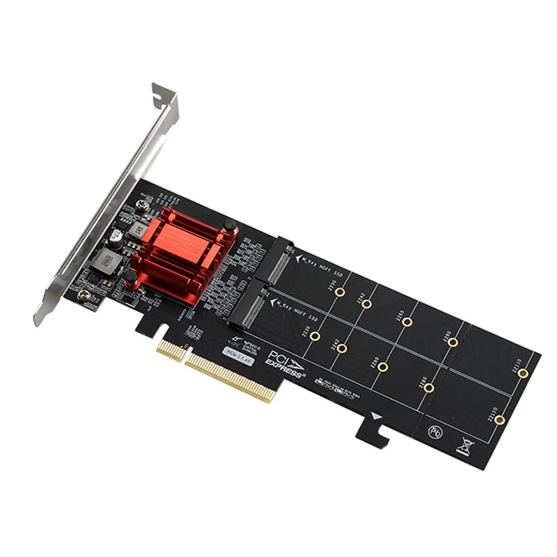 PCIE3.1 X8 Dual M.2 Hard Disk Expansion Card ASM1812 Chip Supports NVME Protocol Full Speed Expansion Card