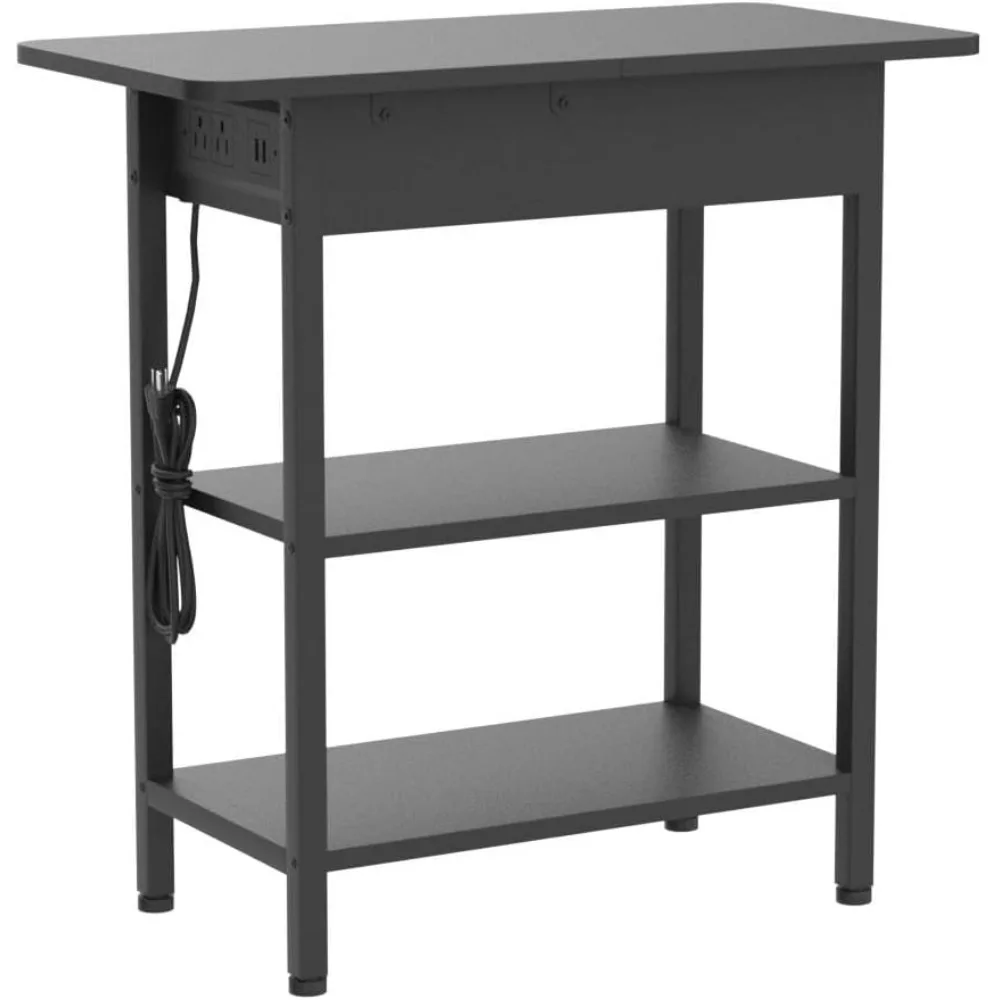 مجموعة طاولات نهاية محطة الشحن مكونة من 2، منضدة قابلة للطي للمساحات الصغيرة، مجموعة طاولات جانبية لغرفة النوم مع منفذ شحن #5