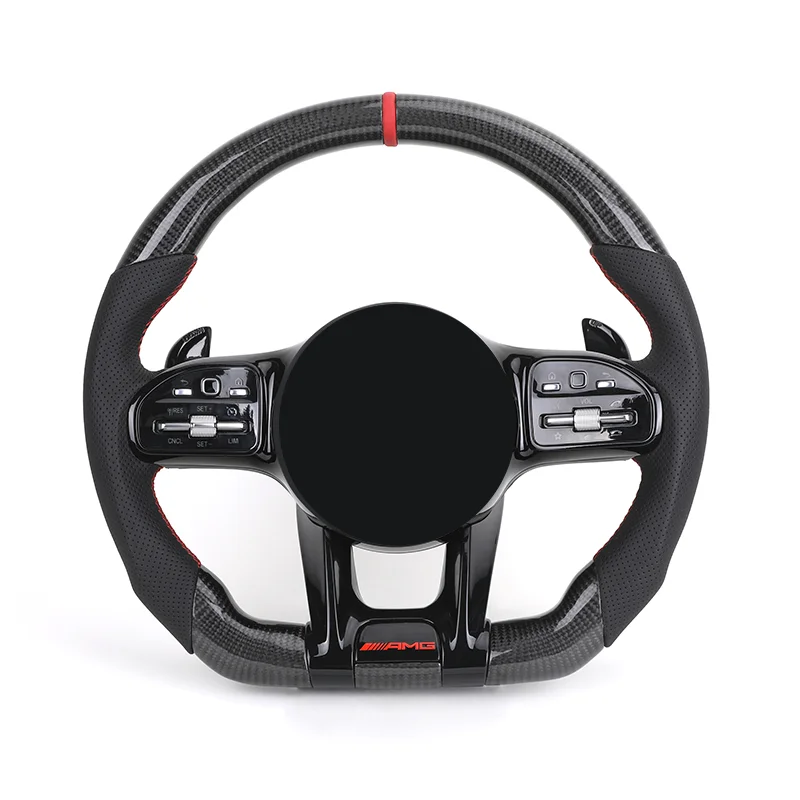 

Черный стильный полуперфорированный кожаный карбоновый руль для Mercedes Benz W213 C238 W463 W464 W222 C217 CLS C257 W205 C63 AMG