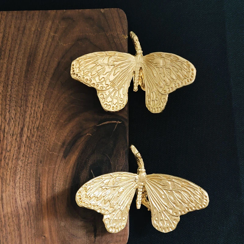8PCS Solid Brass Butterfly Furniture Pulls Handles Drawer Knobs Cupboard Wardrobe Closet Dresser Cabinet Door Pulls Decorations