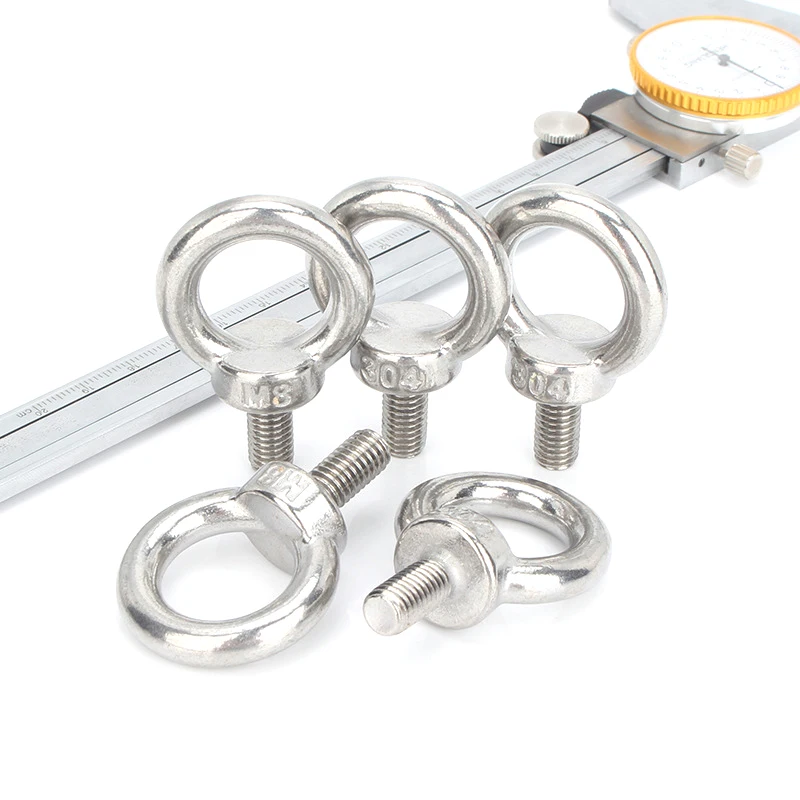 Tornillo de ojo de acero inoxidable 304, 2/3/5/10/20 piezas, M3/M4/M5/M6/M8/M10/M12, tornillo de ojo de elevación redondo, tornillo de gancho con anillo con bucle