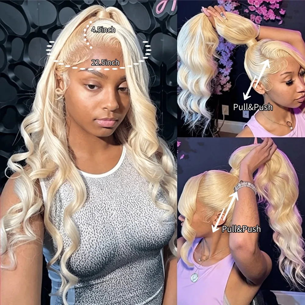 360 Lace Wig With Invisi Strap Invisible Drawstring 613 Body Wave Honey Blonde Human Hair Wigs Pre Plucked 13x4 13x6 Transparent Lace Frontal Wigs 5x5 Glueless Closure Wig For Women 30 40 Inch 180% 200% 220% Density