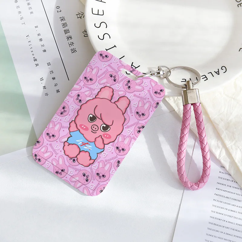 STRAYKIDS Cute Cartoon SKZOO Push-Pull Sliding Cover ID Card & Bus Card Keychain Protector