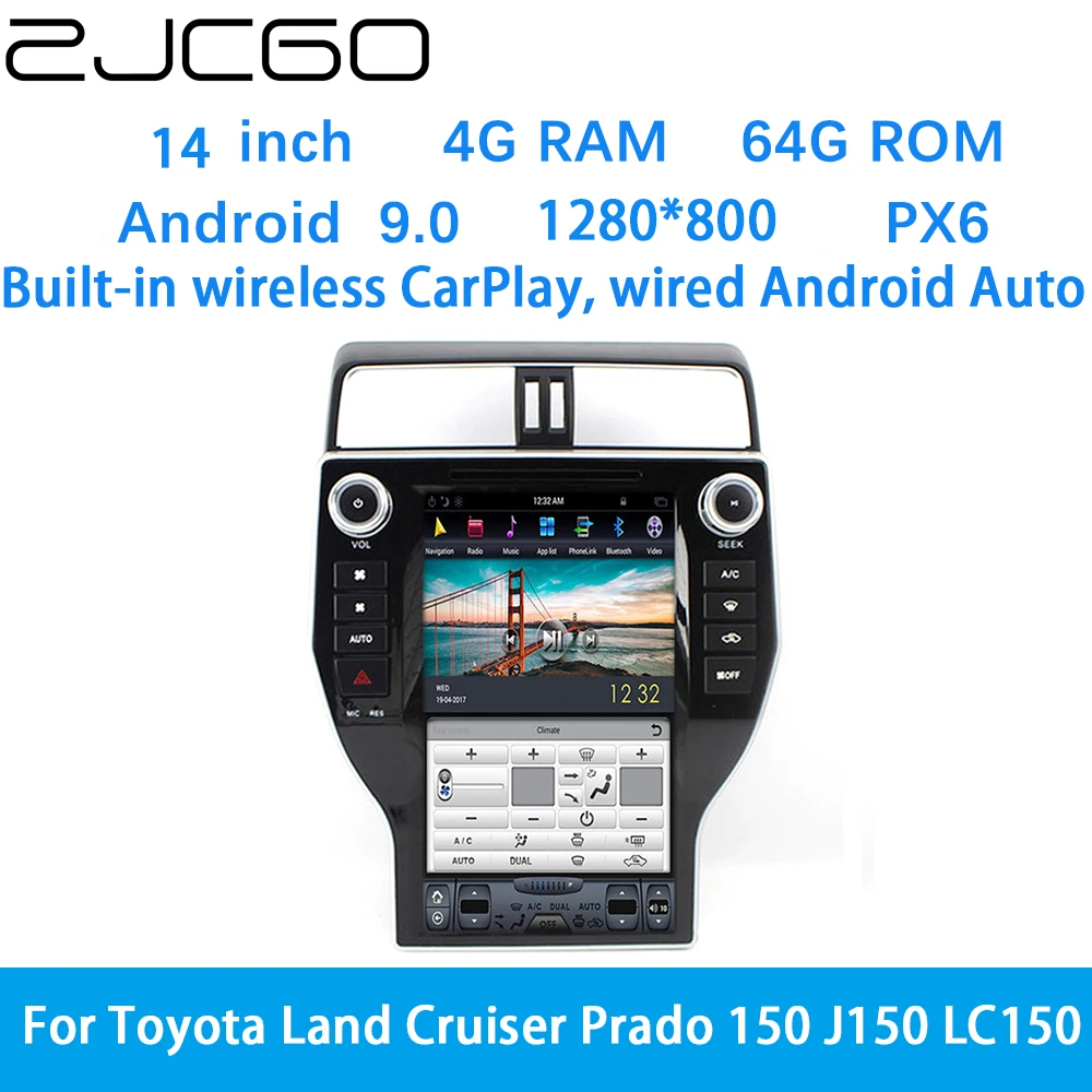 

ZJCGO Car Multimedia Player Stereo GPS Radio Navigation Android Screen System for Toyota Land Cruiser Prado 150 J150 LC150