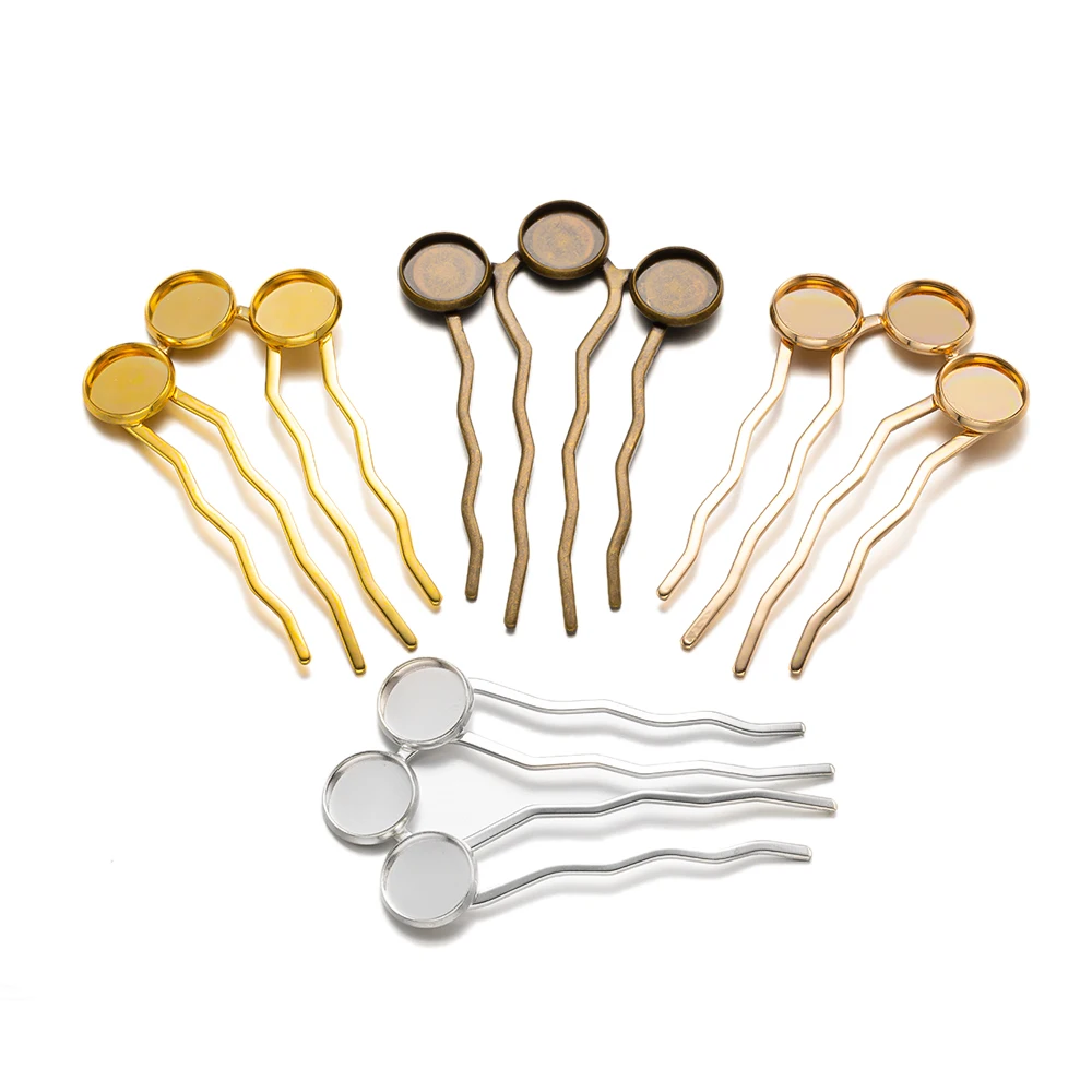 5pcs/lot 4 Teeth Comb Hair Accessories 12mm Cabochon Base Blank Hairpin Hair Wear Vintage Barrette DIY Jewelry Findings