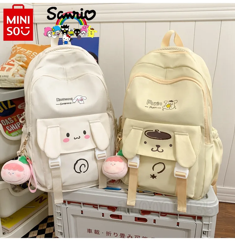 Miniso Sanrio New Girl Backpack Cartoon Fashion Girl School Bag Large Capacity Casual Girl Backpack Large Capacity High Quality