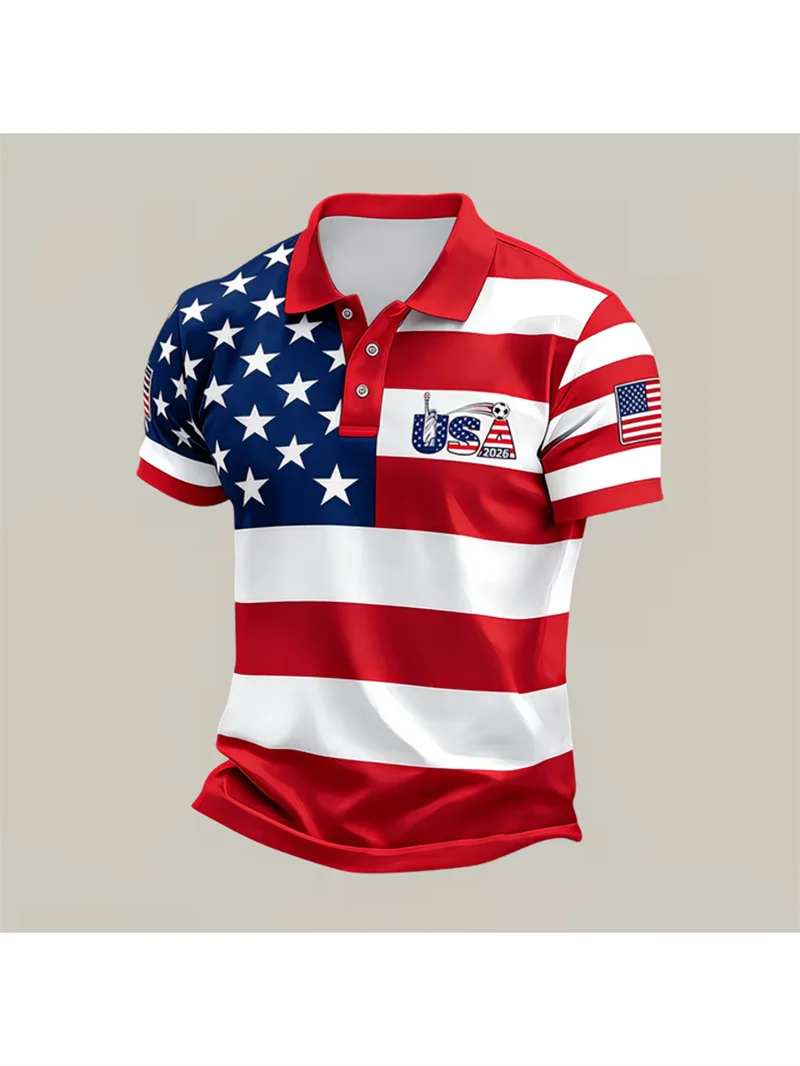 Herren Damen USA 250 Freiheitsstatue Print Paar-Poloshirt Amerikanische Flagge Patriotische Freizeit-Sportbekleidung für den Unabhängigkeitstag Polo – Detail 11