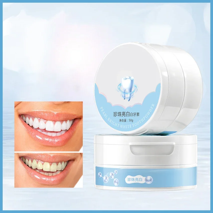 Pearl Bright Teeth Whitening Powder ยาสีฟันแป้ง,ใช้ลบคราบที่เกิดจากชา/กาแฟ/อาหาร,Whiten ฟันสีเหลือง