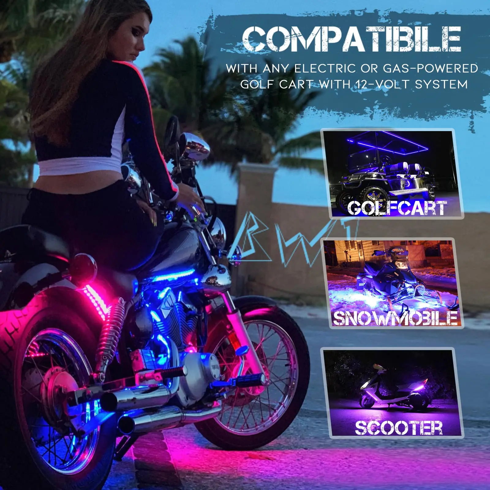 RGB LED Atmosphere Ambient Light Kit W/ APP Music Control Flexible Waterproof Neon Strip For Car Motorcycle Decorative Lamp 12V image 5