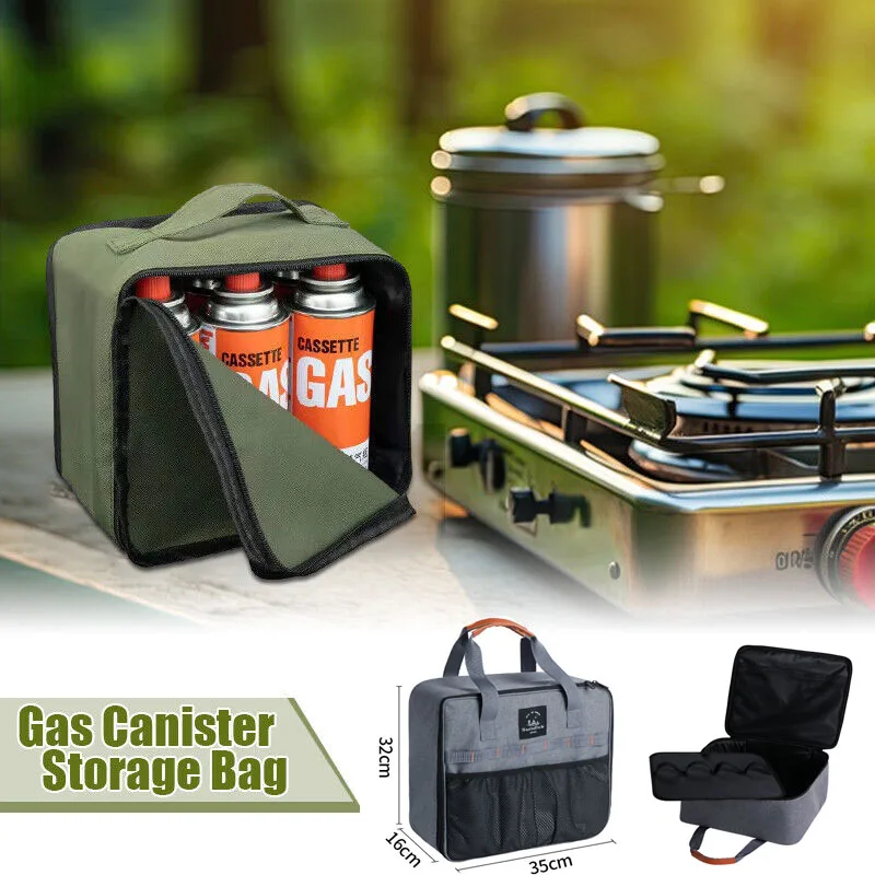 Camping Gas Tank Storage Bag Large Capacity Canvas Gas Canister Picnic Organizer Stovegas Tank Cookware Set Storage Bags