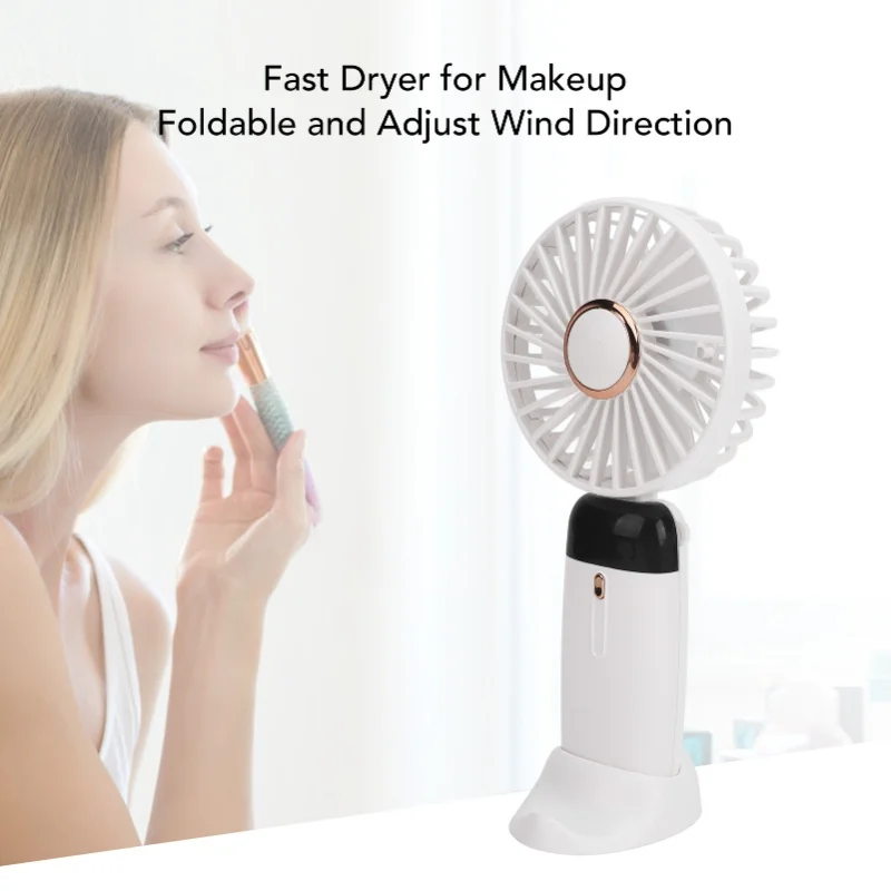Handheld Fan Foldable Quiet 5 Speeds USB Charging Portable Small Desk Fan With Lanyard Base For Office Outdoor Travel