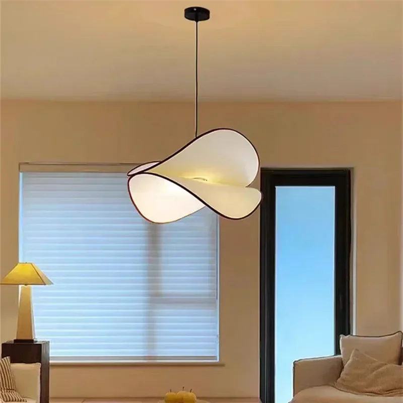 

Modern Salon Home Decor Pendant Lights Lustre Creatieve Cream Wind Fabric Led Lamp Nordic Bedroom Living Room Dining Chandeliers