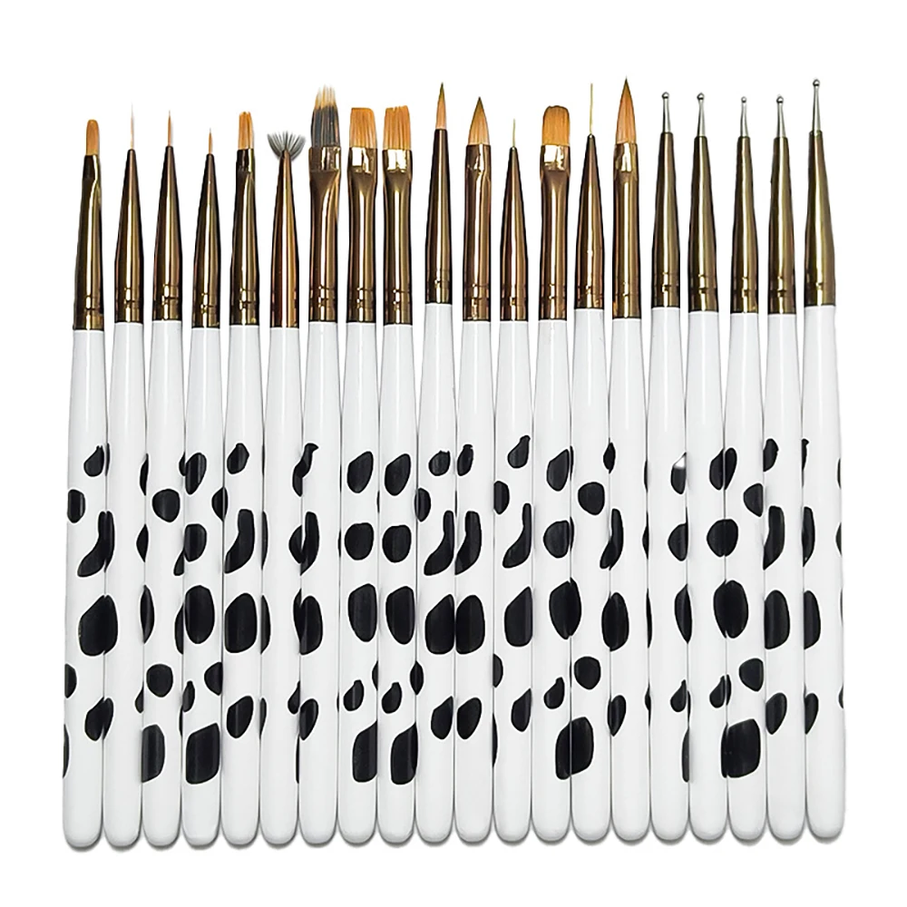 20Pcs/set Multifunction Stripes Liner Painting Pen Nail Art Tools Dairy Cattle Pattern Nail Brush Set Dotting Nails Art Tool