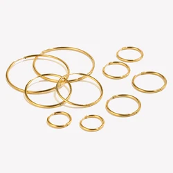 E.B.belle New Minimalism Stainless Steel Woman Jewelry 14k Gold Plated Small Medium Large Size Loop Hoop Earrings for Women