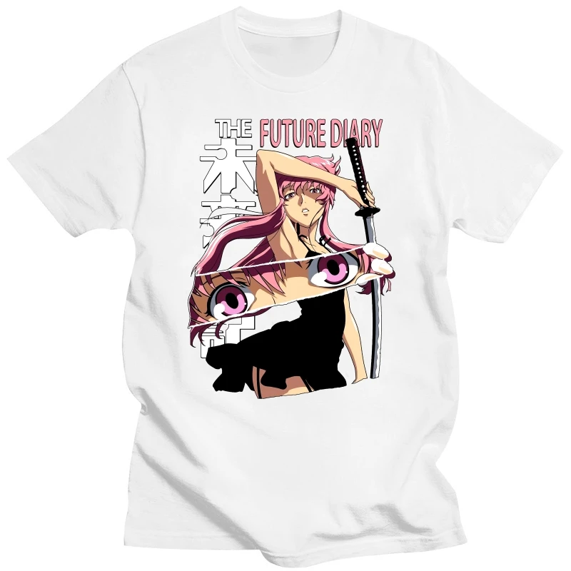 Yuno Gasai Mirai Nikki T-shirt Men Graphic T Shirt Short Sleeve Japan Manga Future Diary Tshirt Cotton Tees Top Clothing