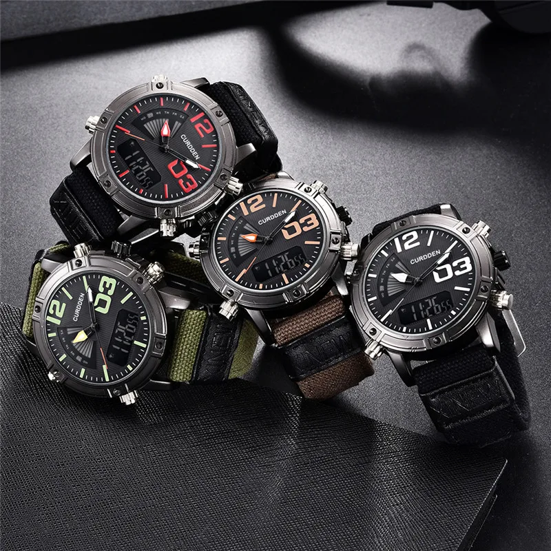 Men Genuine CURDDEN Brand Chronograph Watch Fashion Nylon Band Dual Time Sports Military Designer Watches Relogio Masculino 2024