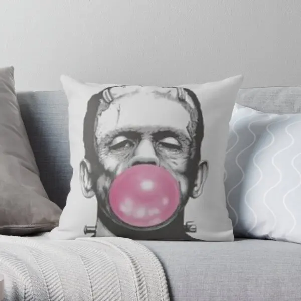 Frankenstein Loves His Bubble Gum  Printing Throw Pillow Cover Decorative Case Bedroom Bed Comfort Pillows not include One Side