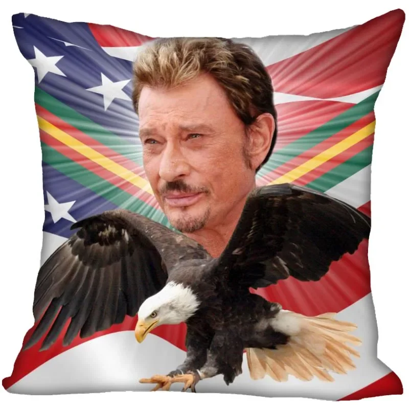 Johnny Hallyday Pillow Case For Home Decorative Satin Pillows Cover Invisible Zippered Throw Cushions Cover 45x45cm 1014