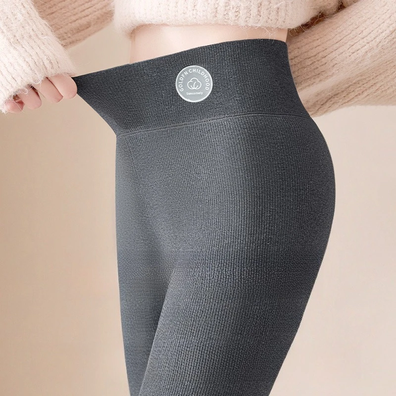 Women's Alpaca Fleece Thermal Leggings Plus Size Fleece Lined Base Layer Cold Weather Insulated Slim Fit High Waist Leggings