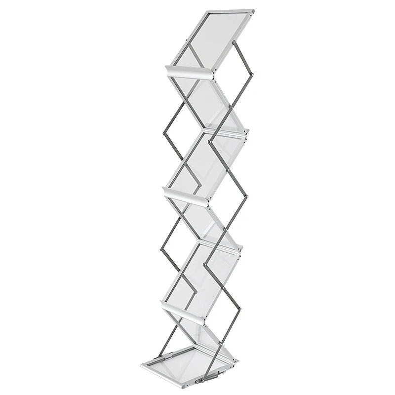 Nordic Folding Bookshelf Home Vertical Floor-to-ceiling Magazine Rack Floor-to-ceiling Creative Art Storage Shelf