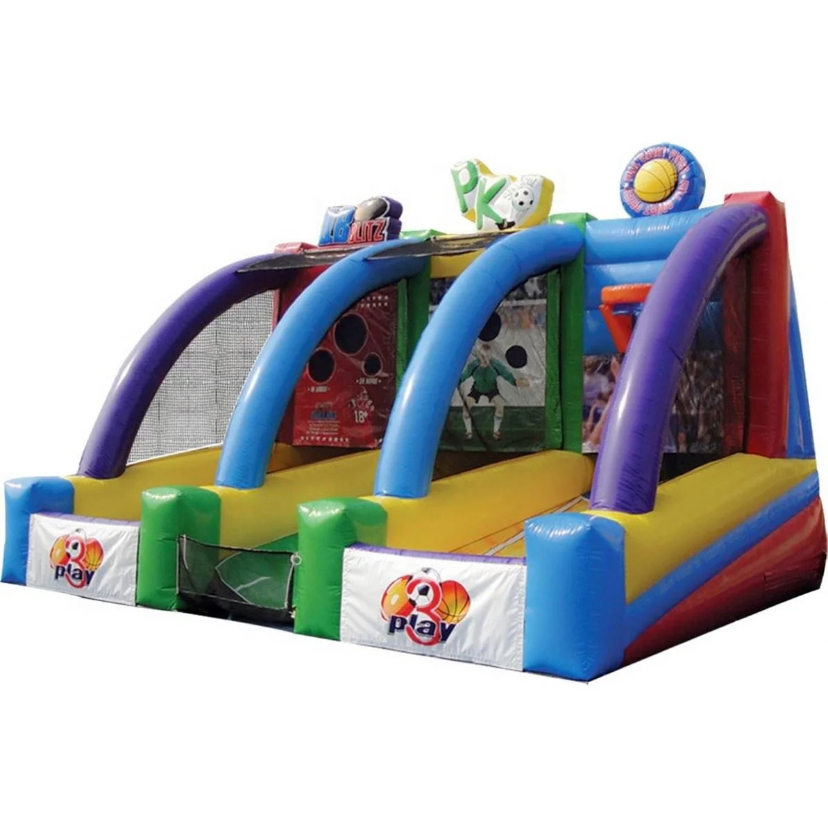 

Outdoor Amusement Park Interactive Inflatable Sports Games 3 in 1 Multi Sports Throwing and Play Arena