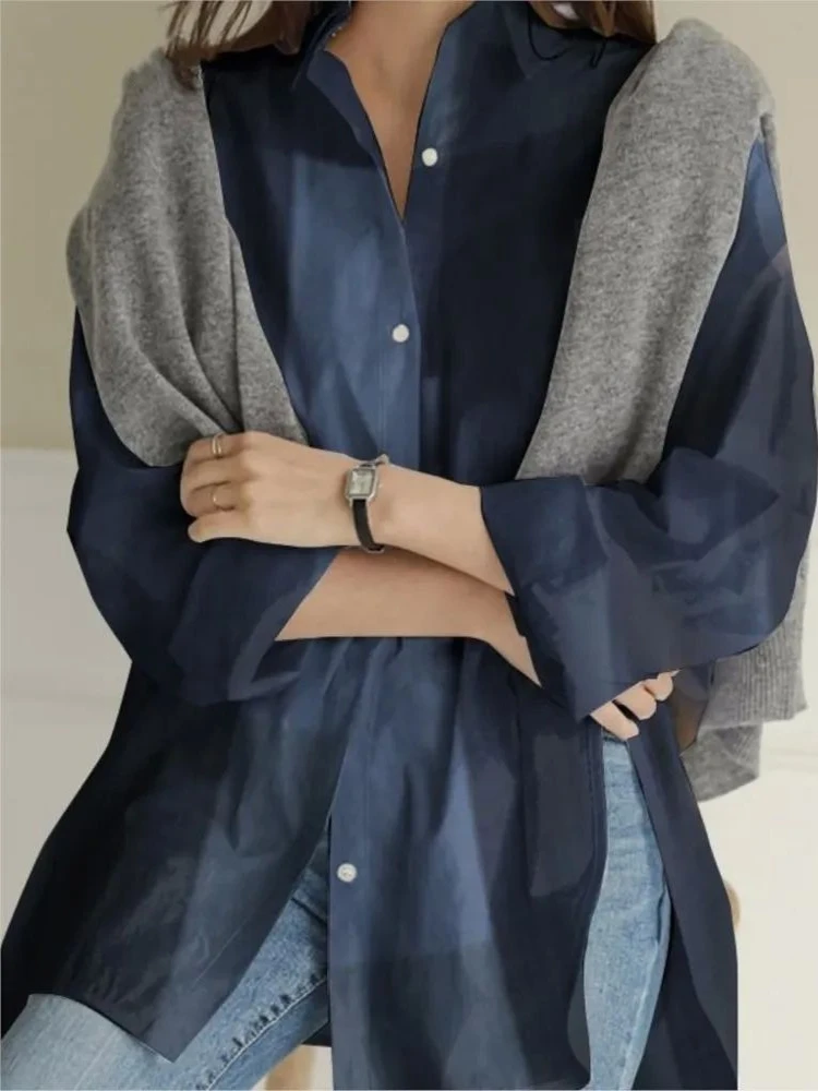 

Loose Long Sve Women's irt V-ne Casual Faion Ladies Premium Quali Chinese Brandl 00% Other Material