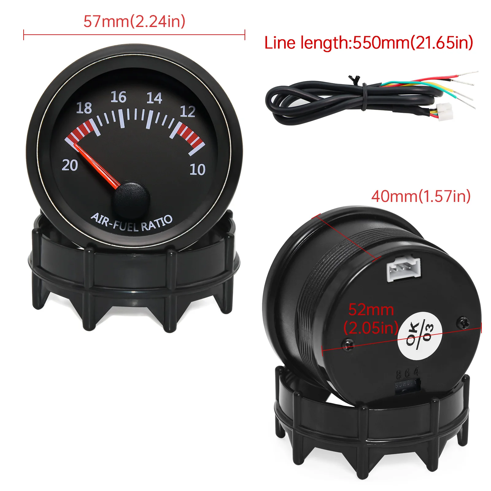 52mm Car Auto Air Fuel Ratio Gauge 10-20 With Narrowband O2 Oxygen Sensor Car Gauge Fit for 12V Car Stepper Motor OE 0258006028