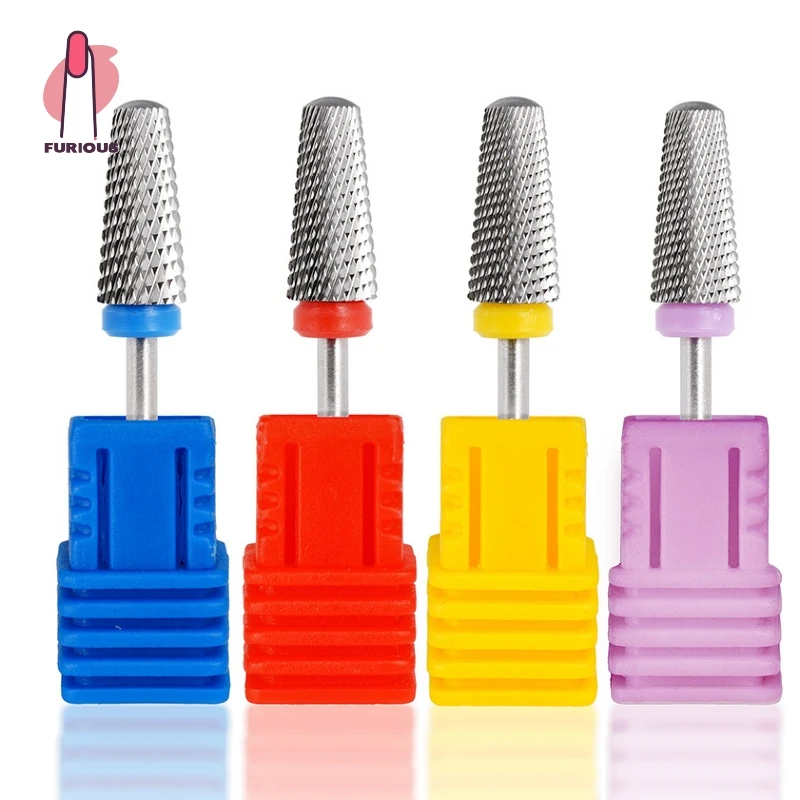 

Безопасные конические сверла для ногтей из карбида вольфрама с закругленной верхней маникюрной головкой, двустороннее вращение для электрических дрелей, аксессуары для ногтей