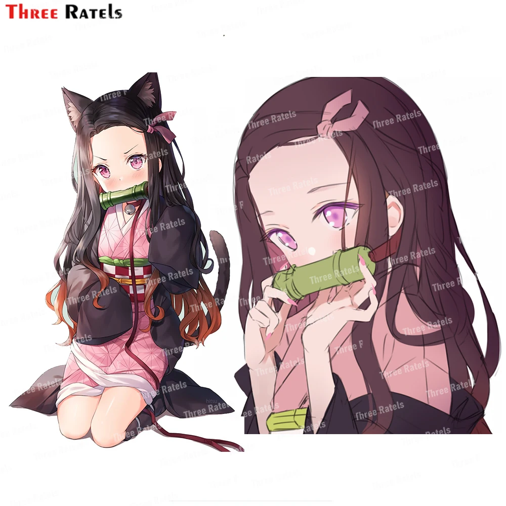 

Наклейки на лобовое стекло автомобиля Three Ratels I423, Kamado Nezuko Kimetsu No Yaiba, материал Vnyl, милая девушка, аксессуары для автомобиля, декоративные наклейки