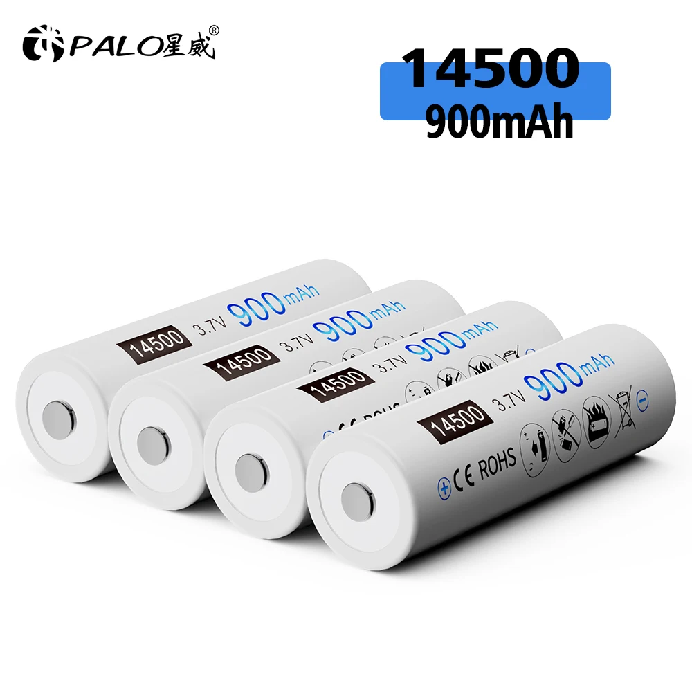 

PALO 14500 3.7V 900mAh 14500 AA Lithium Rechargeable Battery For Toy LED Flashlight Remote Control Mouse