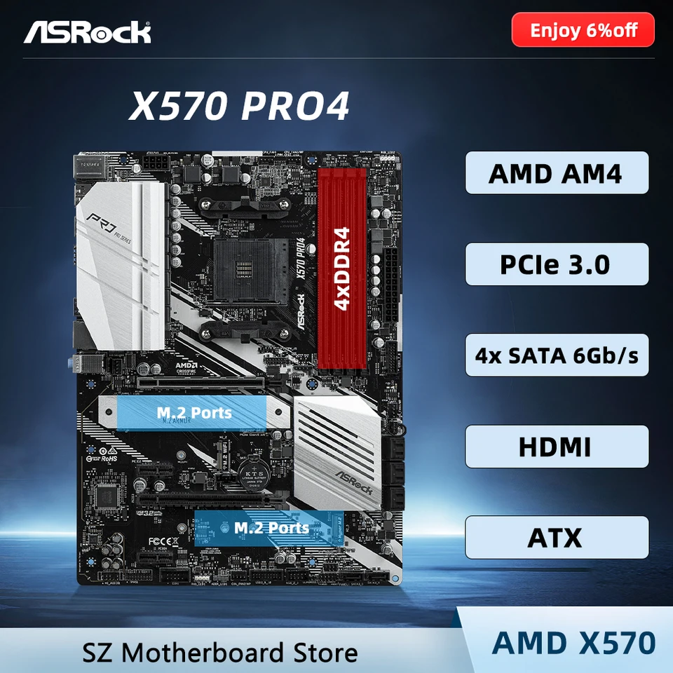ASROCK X570 PRO4 AMD X570 AM4 マザーボード Ryzen 9 5950X 5900X 7