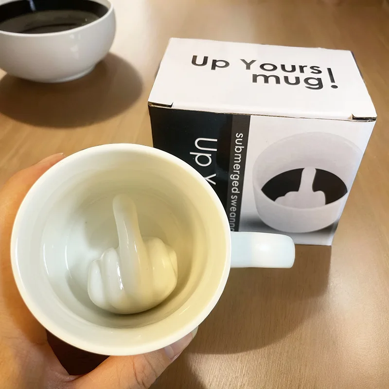 

Creative Ceramic Water Cup Relief Design Finger Coffee Cup Suitable for Office Mugs and Children's Breakfast Milk Cups
