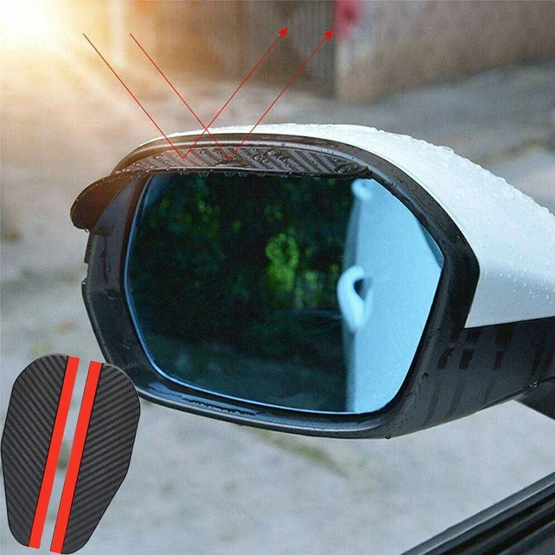 2Pcs/Set Rear View Mirror Rain Visor Smoke Guard Universal Carbon Fiber Rear View Side Mirror Rain Eyebrow Exterior Accessories