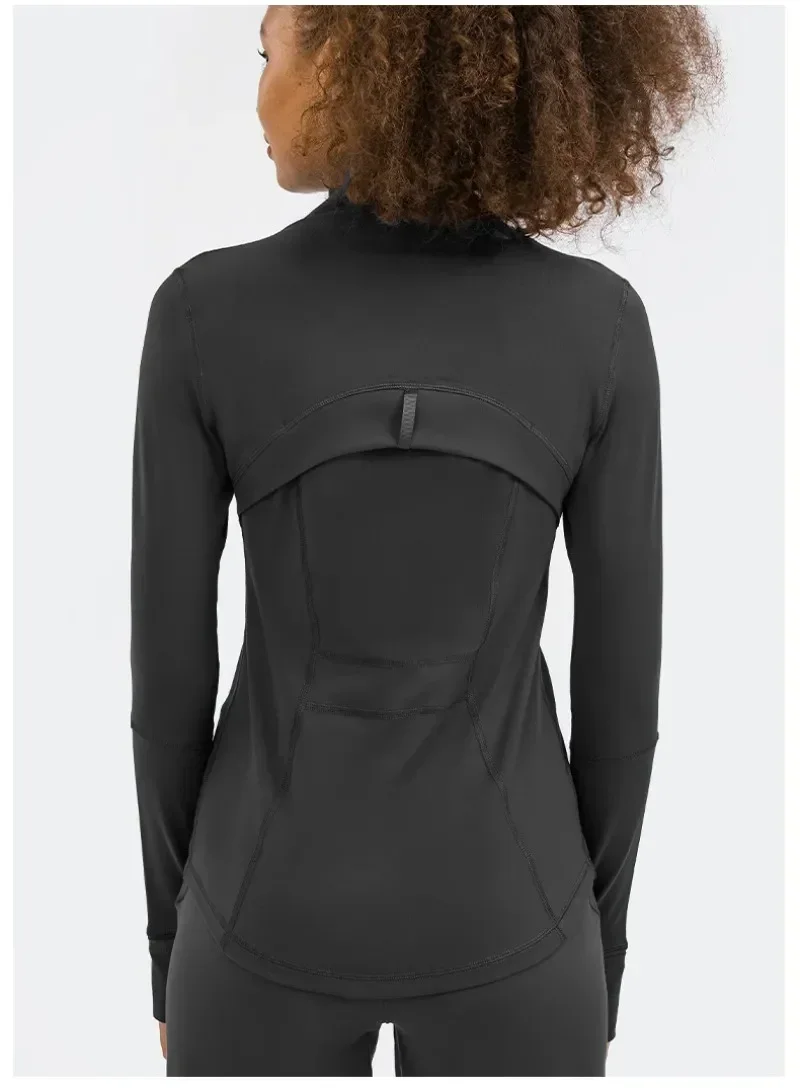 Traje de yoga clásico con cuello levantado, cárdigan para correr y fitness elástico y transpirable, chaqueta deportiva para Pilates y desplazamientos