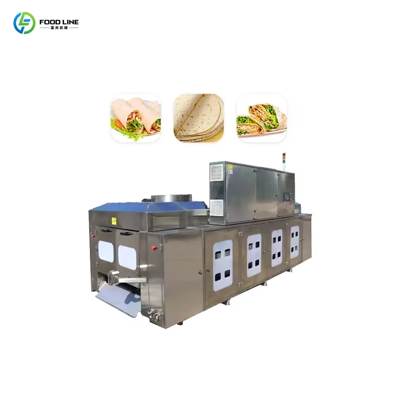 Custom Industrial Corn Tortilla Making Machine 500 kg/h Automatic Dough Forming Pressing Baking Stacking