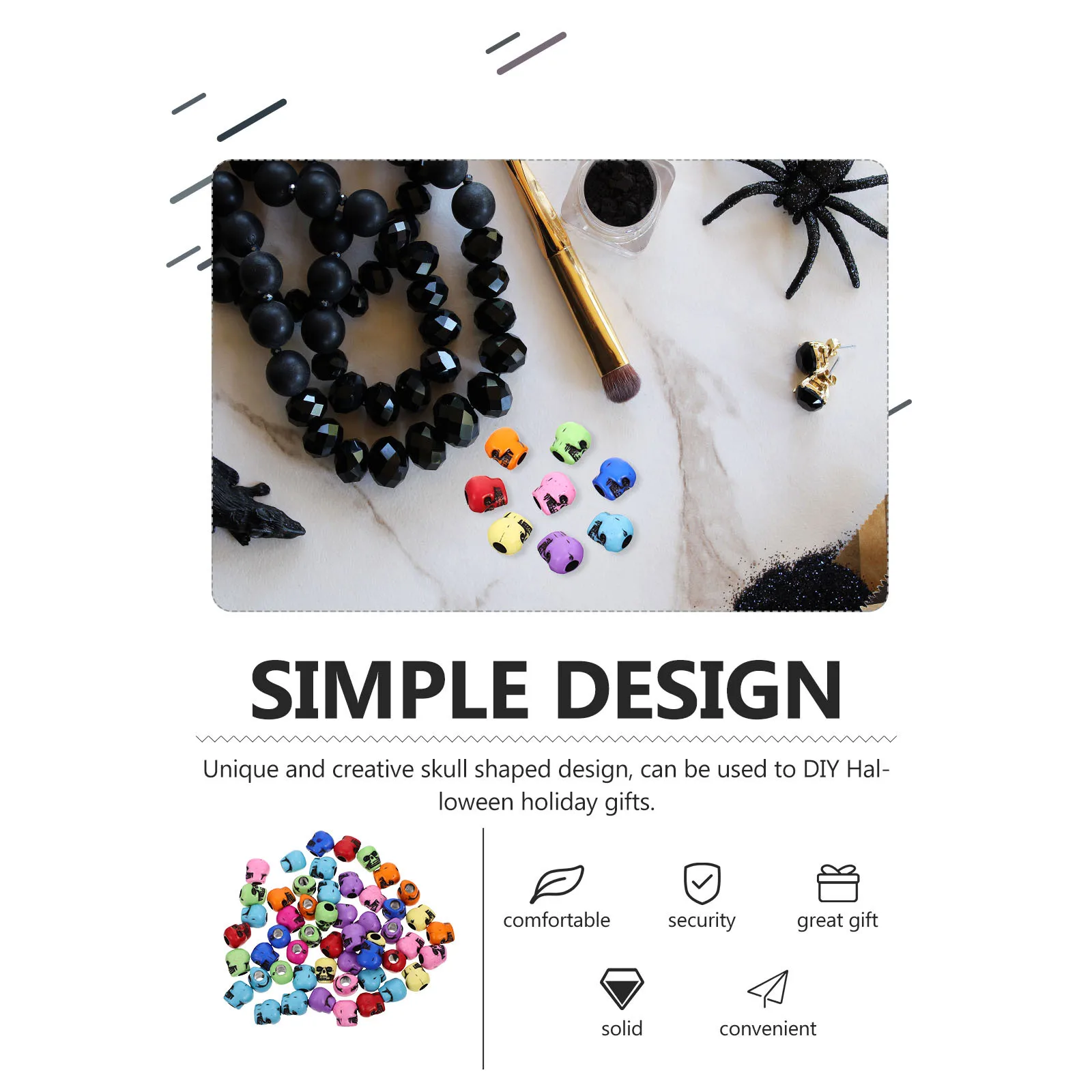 

50pcs Skull Beads Acrylic Charms For Jewelry Making Diy Halloween Necklace Bracelet Chain Craft Decorations