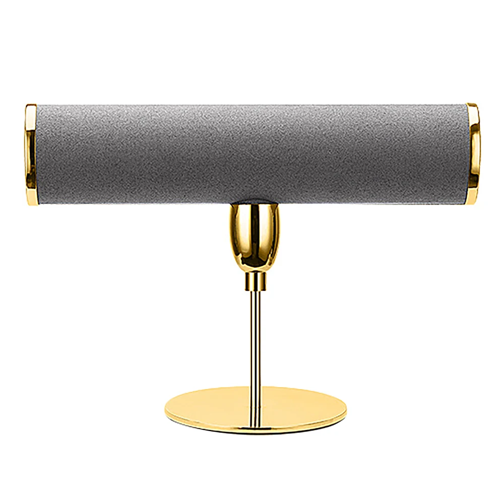 

Microfiber Bracelet Chain Watch T-Bar Rack Jewelry Hard Display Stand Holder Jewelry Organizer Display Stand-Gray