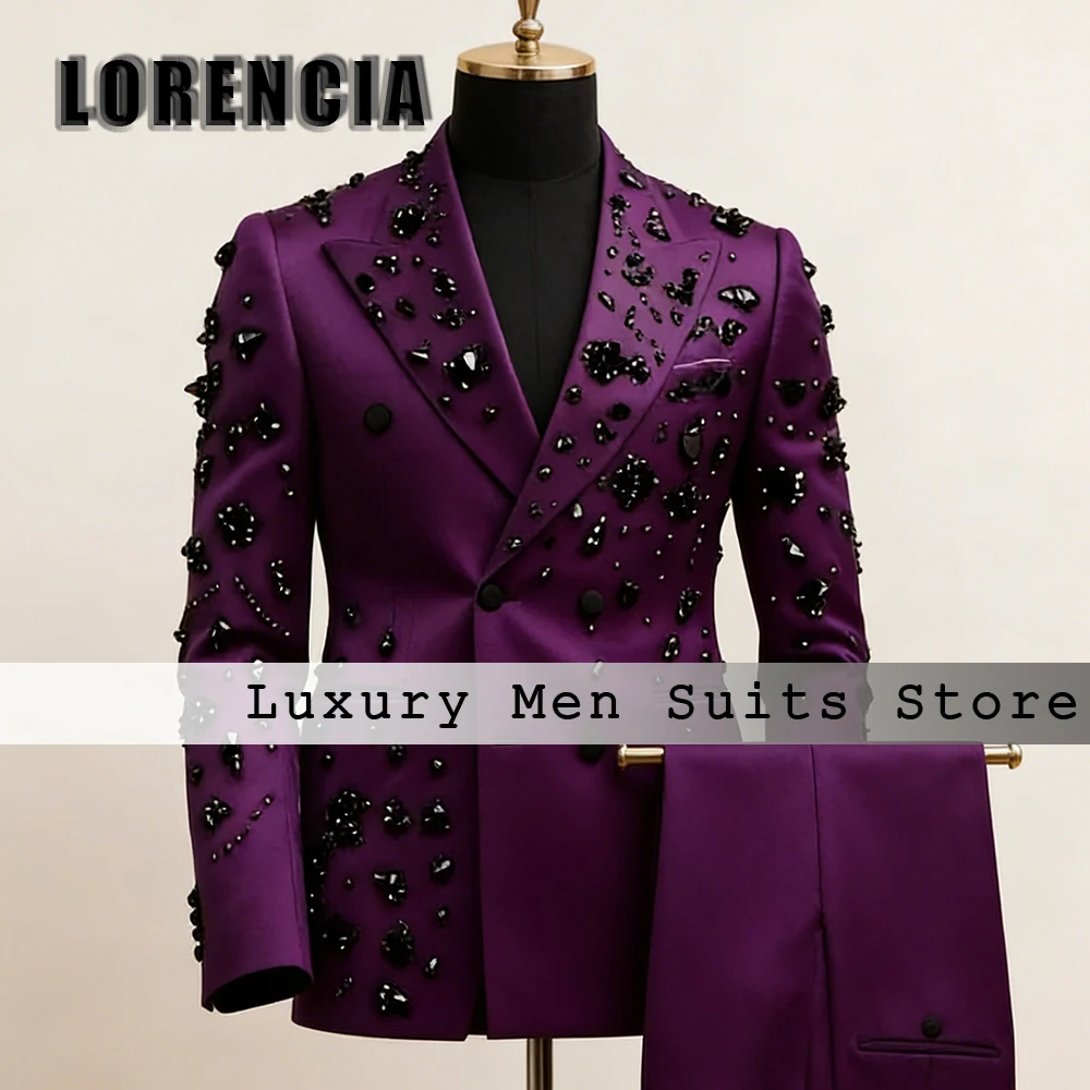

Elegant Diamond Male Suits 2 Pieces Double Breasted Tuxedos Wedding Party Outfits 2026 Customized Blazer Pants disfraz hombre