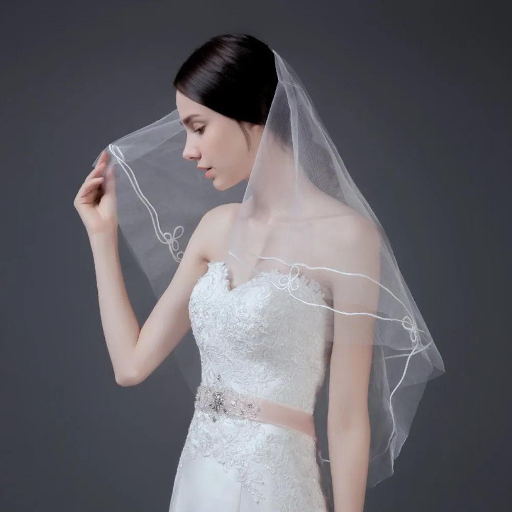 Wedding Temperament Sweet Wedding Headdress One Layer Lace Bride Accessories Wedding Gauze Bride's Head Gauze Bridal Veil