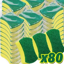 80/1Pcs Kitchen Dishwashing Sponge Soft Absorbent Clean Rub Pot Rust Scouring Pad Removing Kits Household Cleaning Brush Sponge