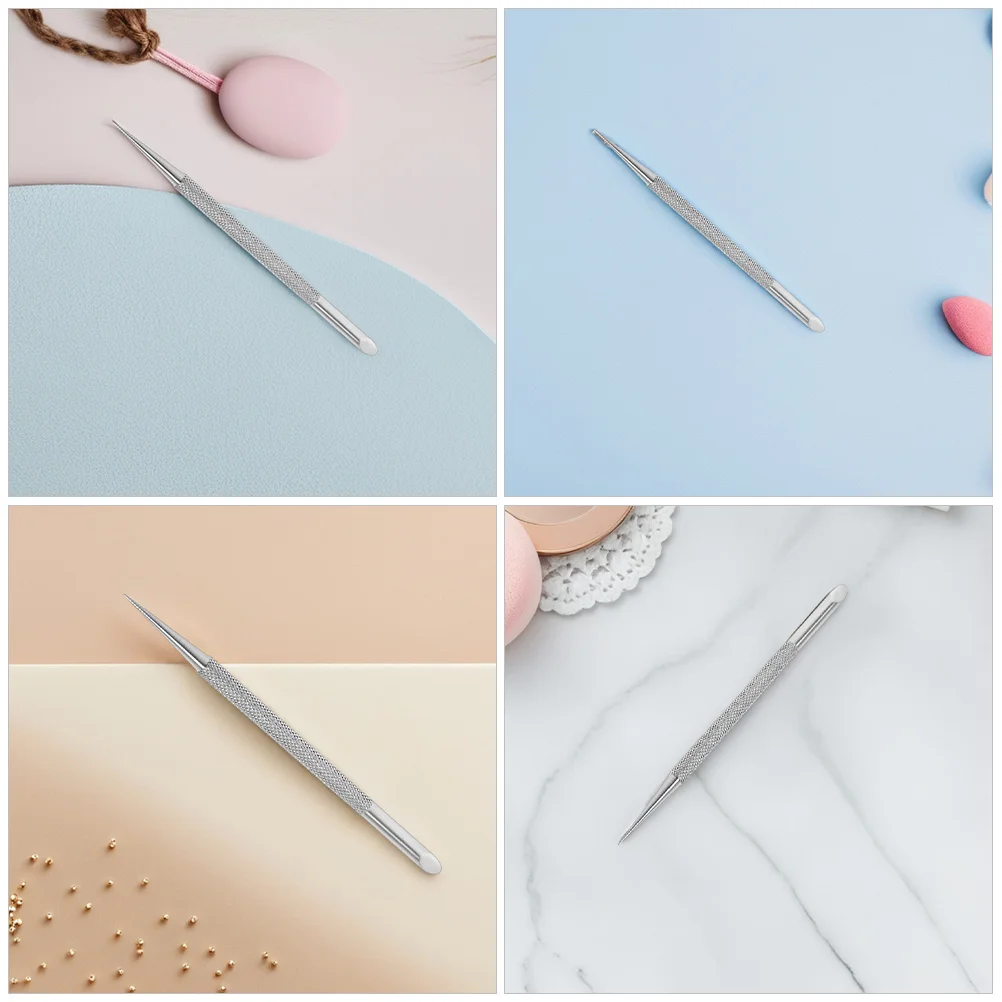 4 قطعة الفولاذ المقاوم للصدأ بشرة الأظافر انتهازي المزدوج نهاية مزيل الجلد الميت مسمار التنقيط أداة مانيكير باديكير أداة تنظيف المحمولة
