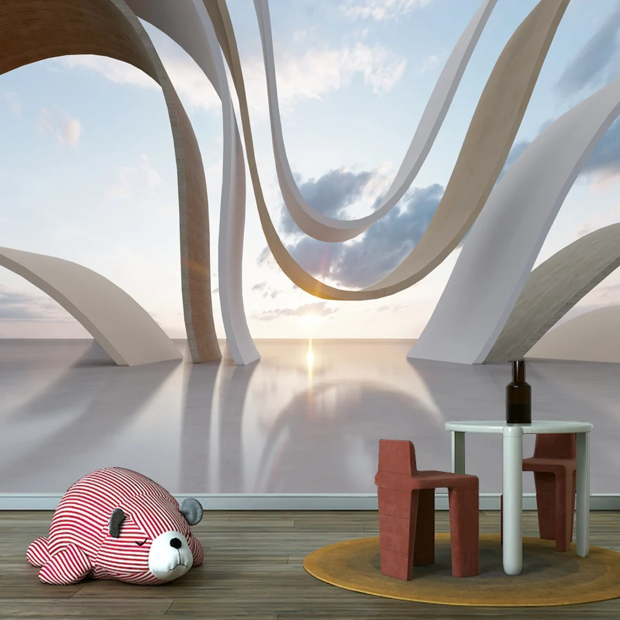 ورق جدران حديث قابل للتقشير واللصق من الفينيل ورق حائط لديكور المنزل وخلفيات لغرفة المعيشة بتصميم هندسي جدارية